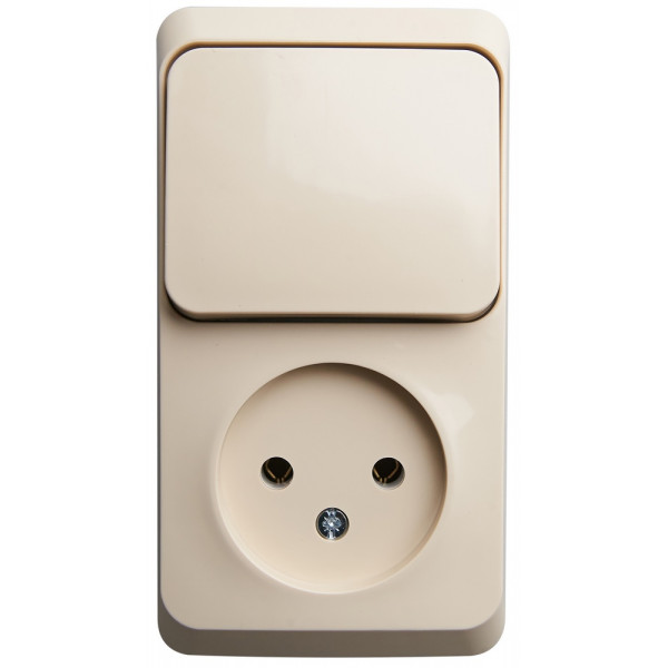 Блок Schneider Electric ЭТЮД розетка/1-клав. выкл. О/У 16А/10A 250В КРЕМОВЫЙ