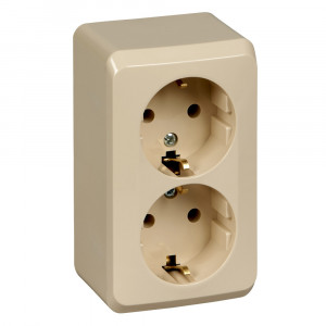 Розетка Schneider Electric ЭТЮД 2х-мест. О/У с заземл. 16А/250В КРЕМОВЫЙ