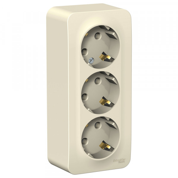 Розетка Schneider Electric BLANCA 3х-мест. с заземлением О/У 16А/250В МОЛОЧНЫЙ