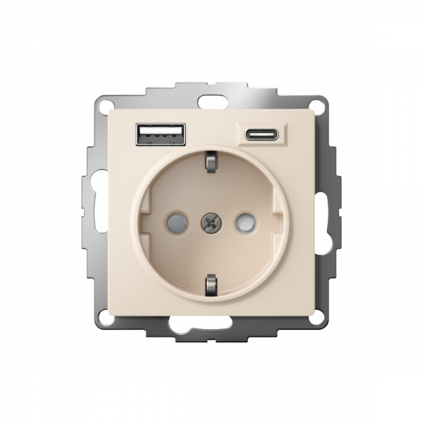 ATLASDESIGN РОЗЕТКА 16А c 2 USB A+C, 5В/2,4А/3,0А, 2х5В/1,5А, механизм, БЕЖЕВЫЙ