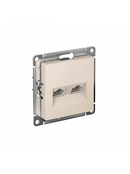ATLASDESIGN РОЗЕТКА двойная компьютерная RJ45+RJ45 кат. 5e, механизм, БЕЖЕВЫЙ