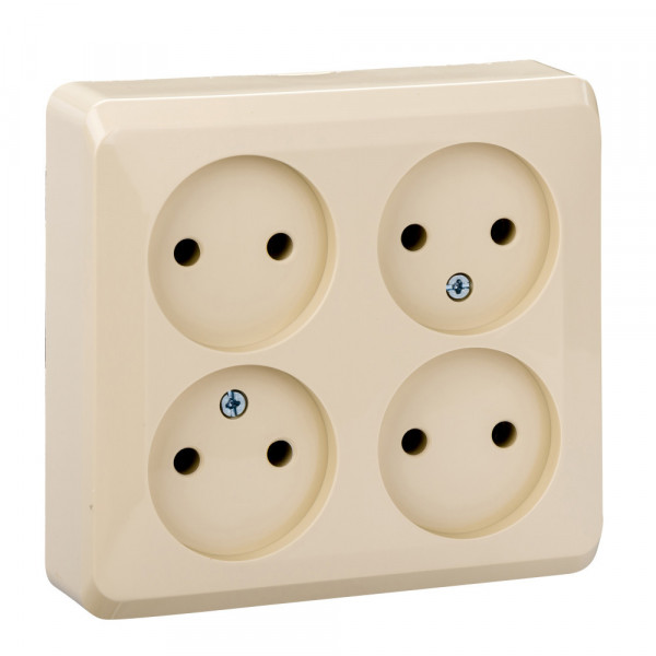 Розетка Schneider Electric ЭТЮД 4х-мест. О/У 16А/250В КРЕМОВЫЙ