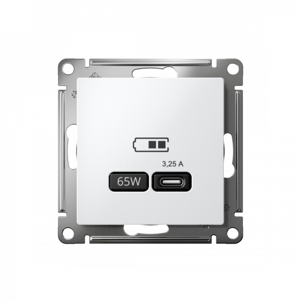 ATLASDESIGN USB РОЗЕТКА тип-С 65Вт высокоскор.заряд. QC, PD, механизм, ЛОТОС