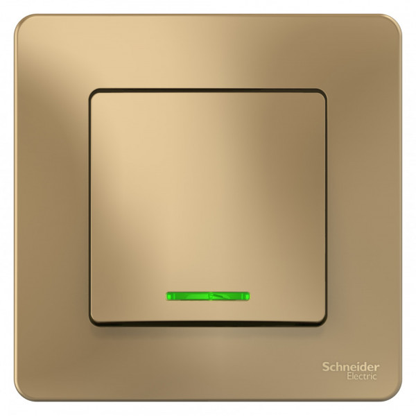 Переключатель Schneider Electric BLANCA 1-клав. с подсвет. С/У 10АХ/250B ТИТАН