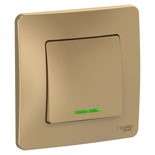 Переключатель Schneider Electric BLANCA 1-клав. с подсвет. С/У 10АХ/250B ТИТАН