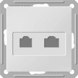 W59 РОЗЕТКА двойная компьютерная RJ45+RJ45 кат. 5e, механизм, БЕЛЫЙ