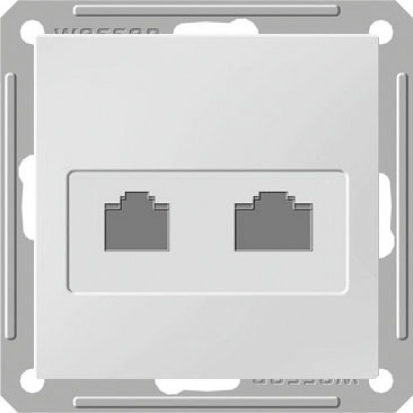 W59 РОЗЕТКА двойная компьютерная RJ45+RJ45 кат. 5e, механизм, БЕЛЫЙ