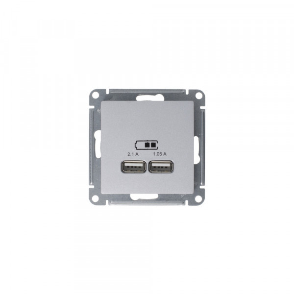 ATLASDESIGN USB РОЗЕТКА A+A, 5В/2,1А, 2х5В/1,05А, механизм, ЖЕМЧУГ