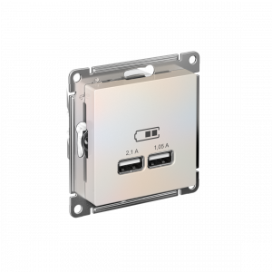 ATLASDESIGN USB РОЗЕТКА A+A, 5В/2,1А, 2х5В/1,05А, механизм, ЖЕМЧУГ