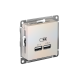 ATLASDESIGN USB РОЗЕТКА A+A, 5В/2,1А, 2х5В/1,05А, механизм, ЖЕМЧУГ