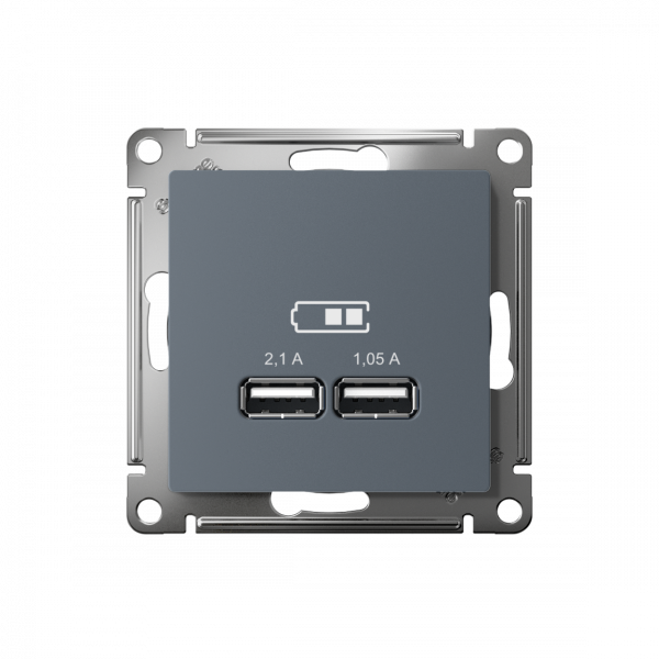ATLASDESIGN USB РОЗЕТКА A+A, 5В/2,1А, 2х5В/1,05А, механизм, ГРИФЕЛЬ