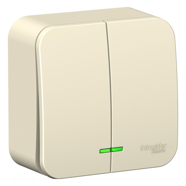 Выключатель Schneider Electric BLANCA 2х-клав. с подсветкой О/У 6А/250B МОЛОЧНЫЙ