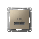 ATLASDESIGN USB РОЗЕТКА A+A, 5В/2,1А, 2х5В/1,05А, механизм, ШАМПАНЬ