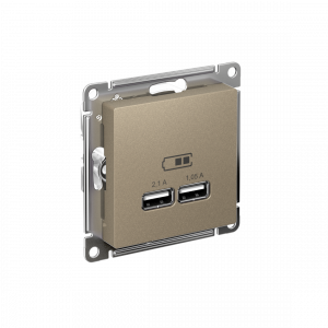 ATLASDESIGN USB РОЗЕТКА A+A, 5В/2,1А, 2х5В/1,05А, механизм, ШАМПАНЬ