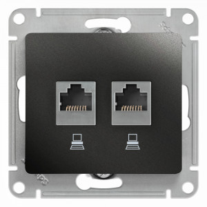 GLOSSA РОЗЕТКА двойная компьютерная RJ45+RJ45 кат. 5e, механизм, АНТРАЦИТ