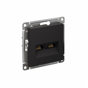 ATLASDESIGN РОЗЕТКА двойная компьютерная RJ45+RJ45 кат. 6А, механизм, КАРБОН