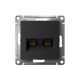 ATLASDESIGN РОЗЕТКА двойная компьютерная RJ45+RJ45 кат. 6А, механизм, КАРБОН