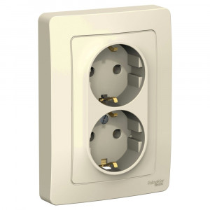Розетка Schneider Electric BLANCA 2х-мест. с заземл. С/У 16А/250В МОЛОЧНЫЙ