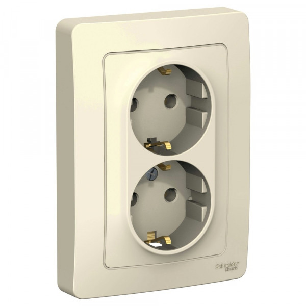 Розетка Schneider Electric BLANCA 2х-мест. с заземл. С/У 16А/250В МОЛОЧНЫЙ