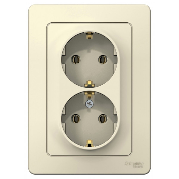 Розетка Schneider Electric BLANCA 2х-мест. с заземл. С/У 16А/250В МОЛОЧНЫЙ