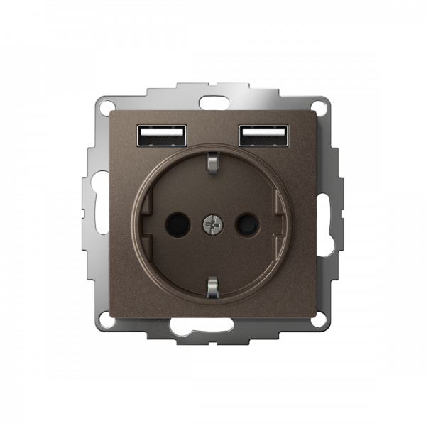 ATLASDESIGN РОЗЕТКА 16А c 2 USB A+A, 5В/2,4А, 2х5В/1,2А, механизм, МОККО
