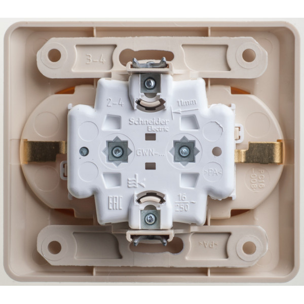 Розетка Schneider Electric ЭТЮД 2х-мест. С/У с заземл. 16А/250В КРЕМОВЫЙ