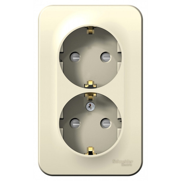 Розетка Schneider Electric BLANCA 2х-мест. заземл.+шторки О/У 16А/250В МОЛОЧНЫЙ