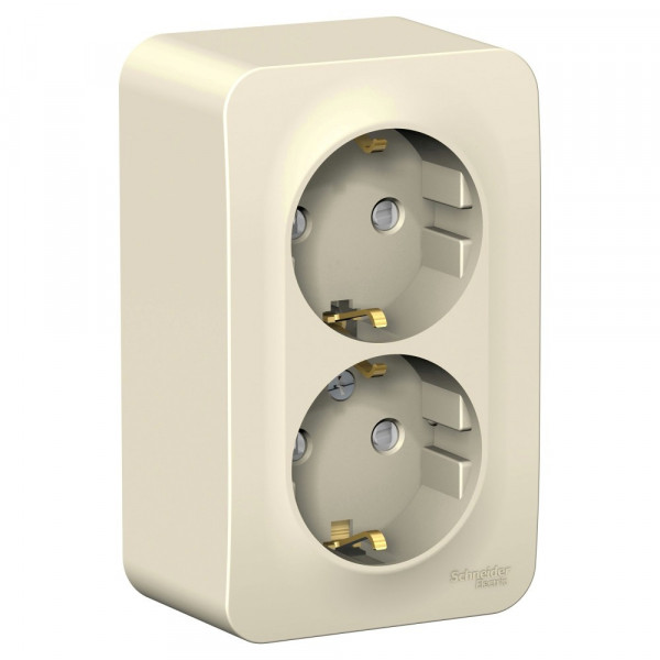Розетка Schneider Electric BLANCA 2х-мест. заземл.+шторки О/У 16А/250В МОЛОЧНЫЙ