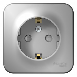 Розетка Schneider Electric BLANCA 1-мест. заземл.+шторки О/У 16А/250В АЛЮМИНИЙ