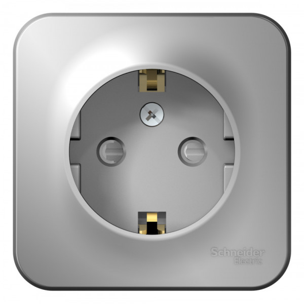 Розетка Schneider Electric BLANCA 1-мест. заземл.+шторки О/У 16А/250В АЛЮМИНИЙ