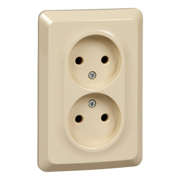 Розетка Schneider Electric ЭТЮД 2х-мест. С/У 16А/250В КРЕМОВЫЙ