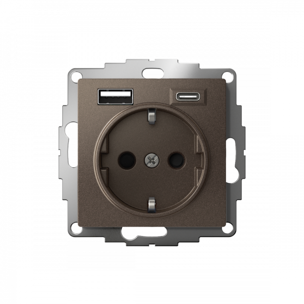 ATLASDESIGN РОЗЕТКА 16А c 2 USB A+C, 5В/2,4А/3,0А, 2х5В/1,5А, механизм, МОККО