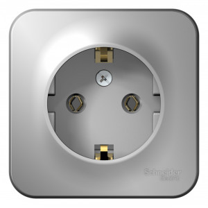 Розетка Schneider Electric BLANCA 1-мест. с заземлением О/У 16А/250В АЛЮМИНИЙ