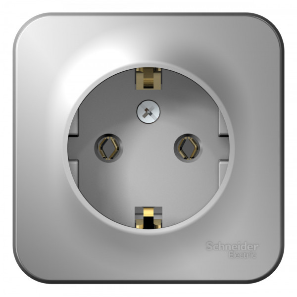 Розетка Schneider Electric BLANCA 1-мест. с заземлением О/У 16А/250В АЛЮМИНИЙ