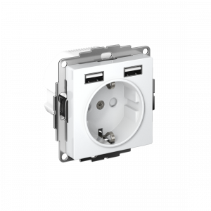 ATLASDESIGN РОЗЕТКА 16А c 2 USB A+A, 5В/2,4А, 2х5В/1,2А, механизм, ЛОТОС