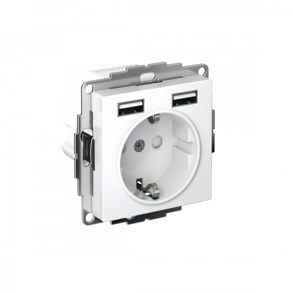 ATLASDESIGN РОЗЕТКА 16А c 2 USB A+A, 5В/2,4А, 2х5В/1,2А, механизм, ЛОТОС
