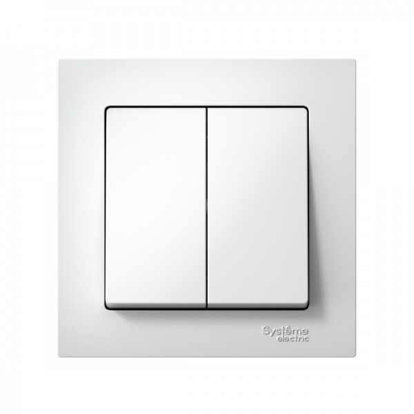 ATLASDESIGN 2-клавишный ВЫКЛЮЧАТЕЛЬ, сх.5, 10АХ, в сборе, быстрозажим. клем., БЕЛЫЙ