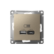 ATLASDESIGN USB РОЗЕТКА А+С, 5В/2,4А, 2х5В/1,2А, механизм, ШАМПАНЬ