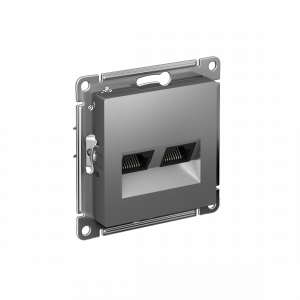 ATLASDESIGN РОЗЕТКА двойная компьютерная RJ45+RJ45 кат. 6А, механизм, СТАЛЬ