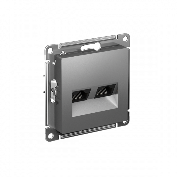 ATLASDESIGN РОЗЕТКА двойная компьютерная RJ45+RJ45 кат. 6А, механизм, СТАЛЬ