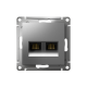 ATLASDESIGN РОЗЕТКА двойная компьютерная RJ45+RJ45 кат. 6А, механизм, СТАЛЬ