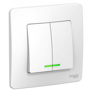 Выключатель Schneider Electric BLANCA 2х-клав. с подсвет. С/У 10АХ/250B БЕЛЫЙ