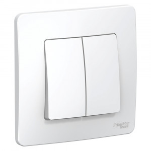 Переключатель Schneider Electric BLANCA 2х-клав. с подсвет. С/У 10АХ/250B БЕЛЫЙ