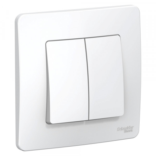 Переключатель Schneider Electric BLANCA 2х-клав. с подсвет. С/У 10АХ/250B БЕЛЫЙ