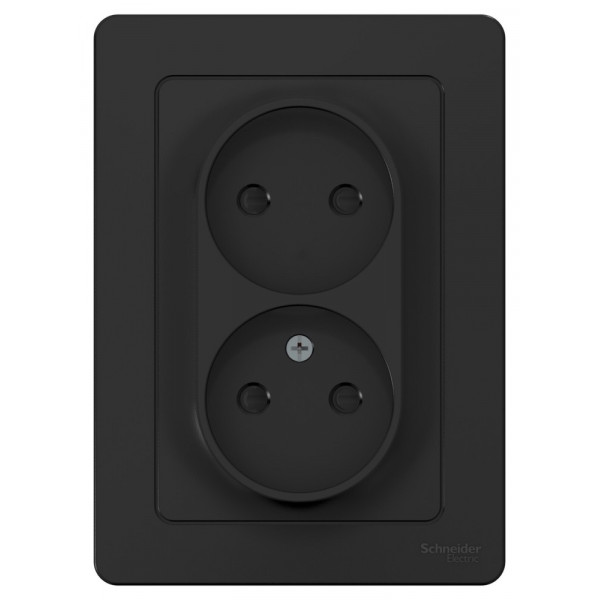 Розетка Schneider Electric BLANCA 2х-мест. со шторками С/У 16А/250В АНТРАЦИТ