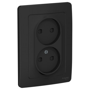 Розетка Schneider Electric BLANCA 2х-мест. со шторками С/У 16А/250В АНТРАЦИТ