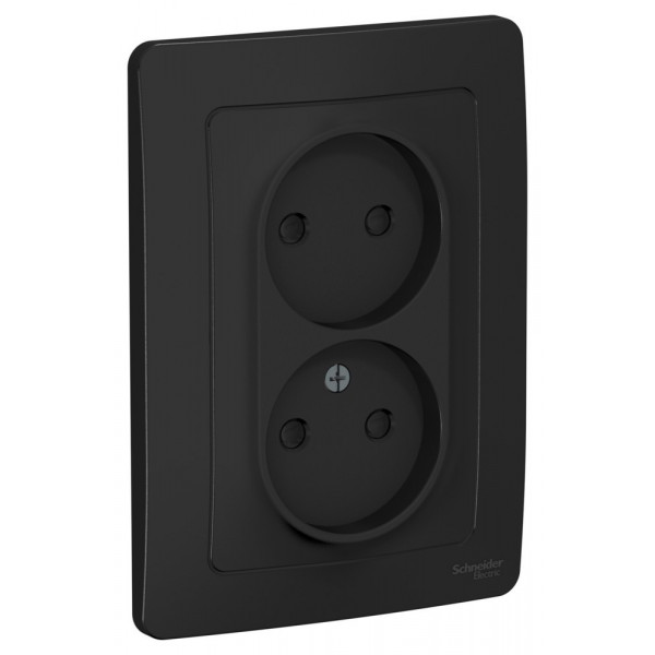 Розетка Schneider Electric BLANCA 2х-мест. со шторками С/У 16А/250В АНТРАЦИТ