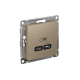 ATLASDESIGN USB РОЗЕТКА тип-С 65Вт высокоскор.заряд. QC, PD, механизм, ШАМПАНЬ