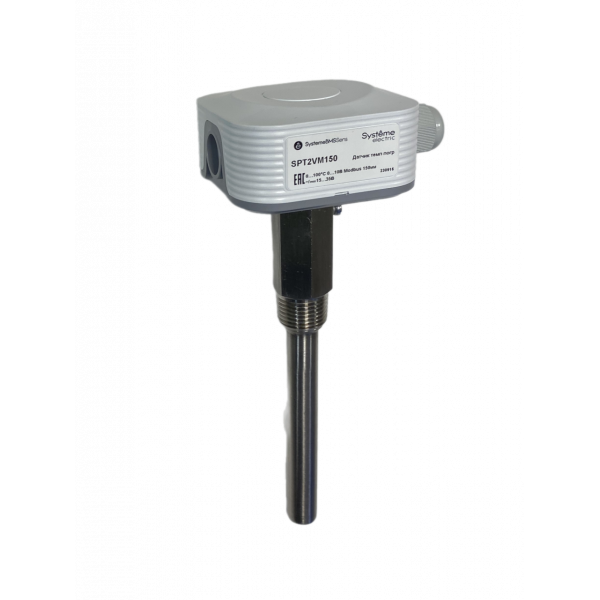 Датчик температуры погружной, 0…+100°С 0…10В RS485/Modbus 150мм ~24В±20%/=15…35В с гильзой 100мм
