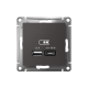 ATLASDESIGN USB РОЗЕТКА A + тип-C 45Вт высокоскор.заряд. QC, PD, механизм, БАЗАЛЬТ